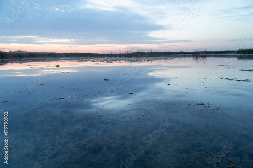 a beautiful sunset on the lake