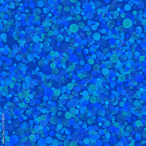 Watercolor confetti seamless pattern. Hand painted appealing circles. Watercolor confetti circles. Light blue scattered circles pattern. 132.