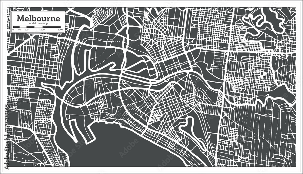 Fototapeta premium Mapa Australii Melbourne w stylu retro.
