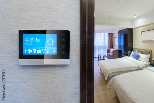 smart screen with modern bedroom