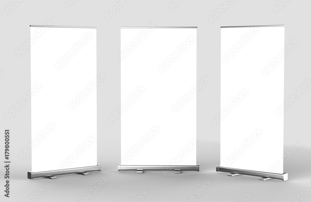 White blank empty high resolution Business Roll Up and Standee Banner display mock up Template for your Design Presentation. 3d render illustration. 150x200cm. White blank empty high resolution Business Roll Up and Standee Banner display mock up Template for your Design Presentation. 3d render illustration. 150x200cm.