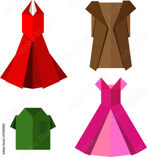 colorful origami clothes vector on white