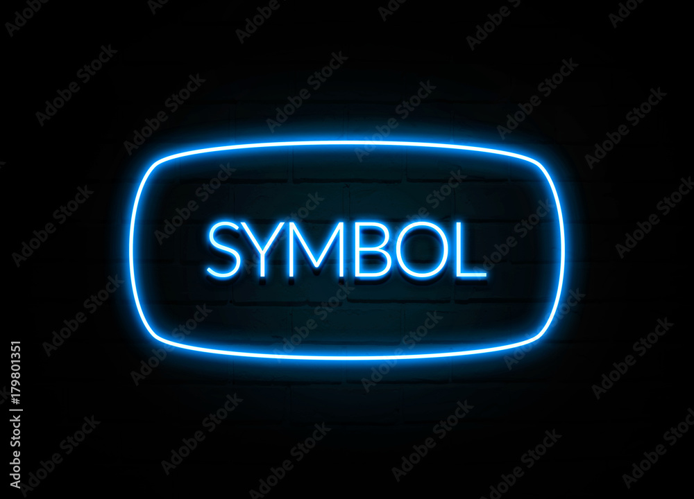 Symbol  - colorful Neon Sign on brickwall