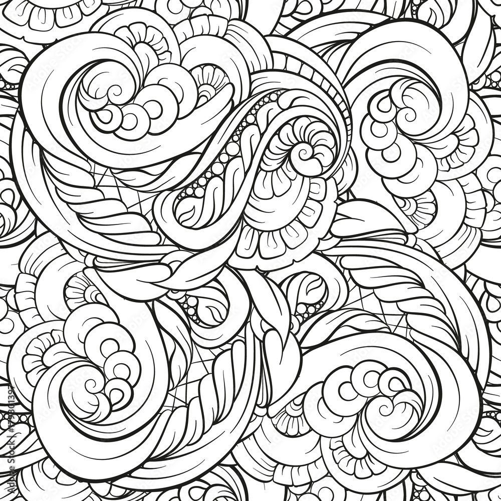 Vector abstract doodles black and white seamless pattern Vector abstract doodles black and white seamless pattern