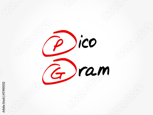 PG - picogram acronym, concept background