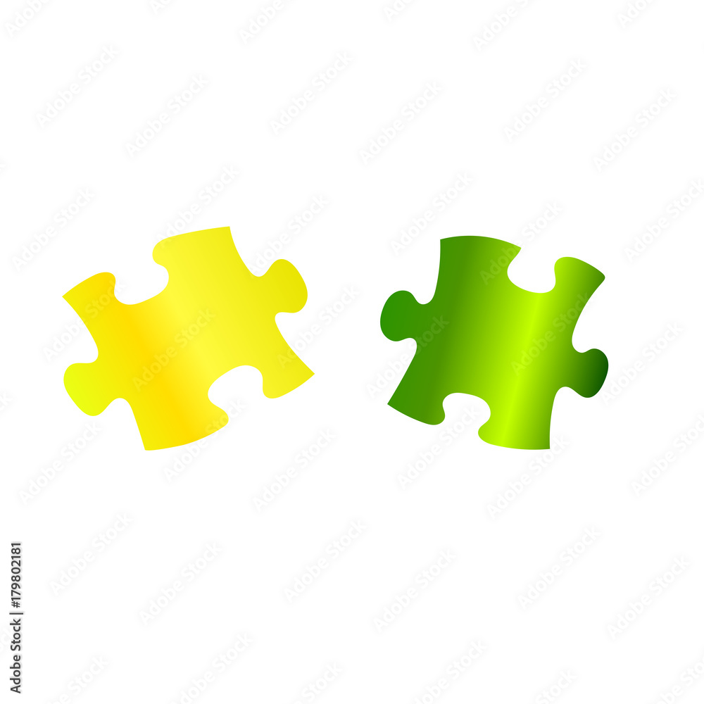 Green and yellow puzzle on the white background.Vector illustration Green and yellow puzzle on the white background.Vector illustration