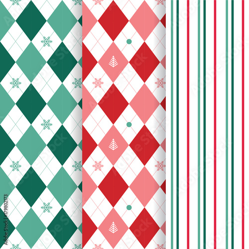 Set of illustration vector Christmas seamless patterns