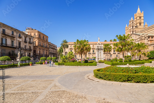 Palermo, Sicily, Italy. The area in front of the Cathedral