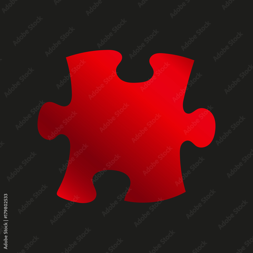 Red puzzle on the black background.Vector illustration Red puzzle on the black background.Vector illustration