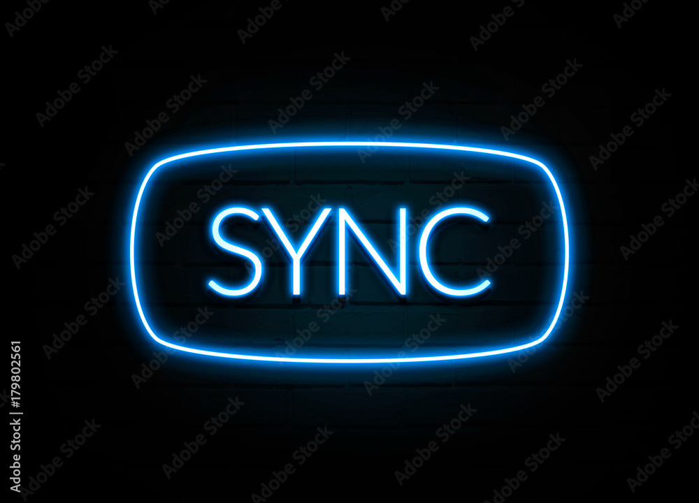 Obraz premium Sync - colorful Neon Sign on brickwall