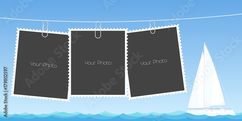Retro style collage of photo frames vector illustration