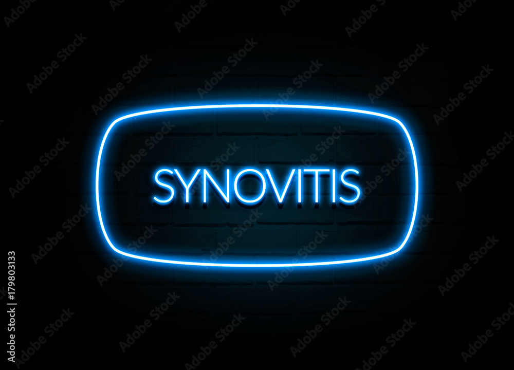 Synovitis  - colorful Neon Sign on brickwall