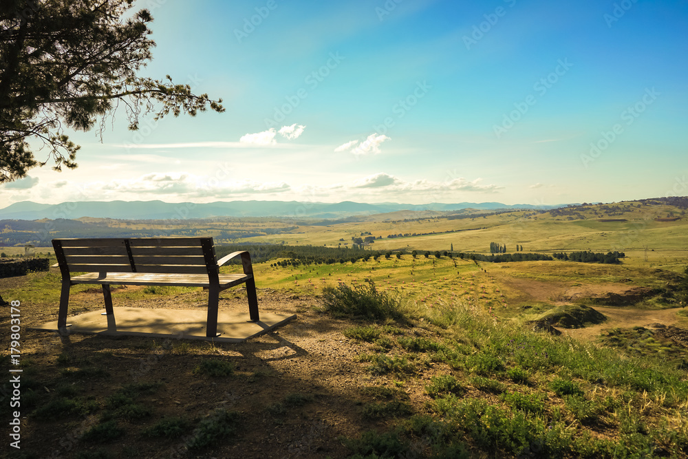 Bench looking over Australian Countryside 