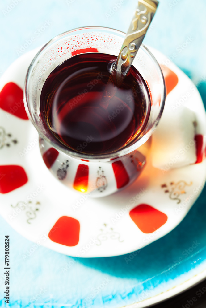 Travel concept: tea in traditional Turkish cups Travel concept: tea in traditional Turkish cups
