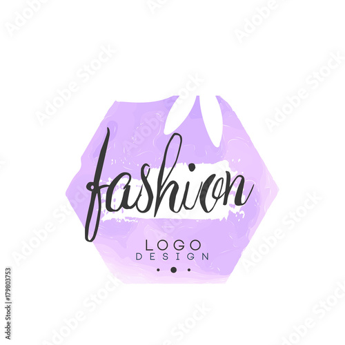 Fashion logo design, badge for clothes boutique, beauty salon or cosmetician watercolor