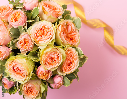 Beautiful pink roses in a box