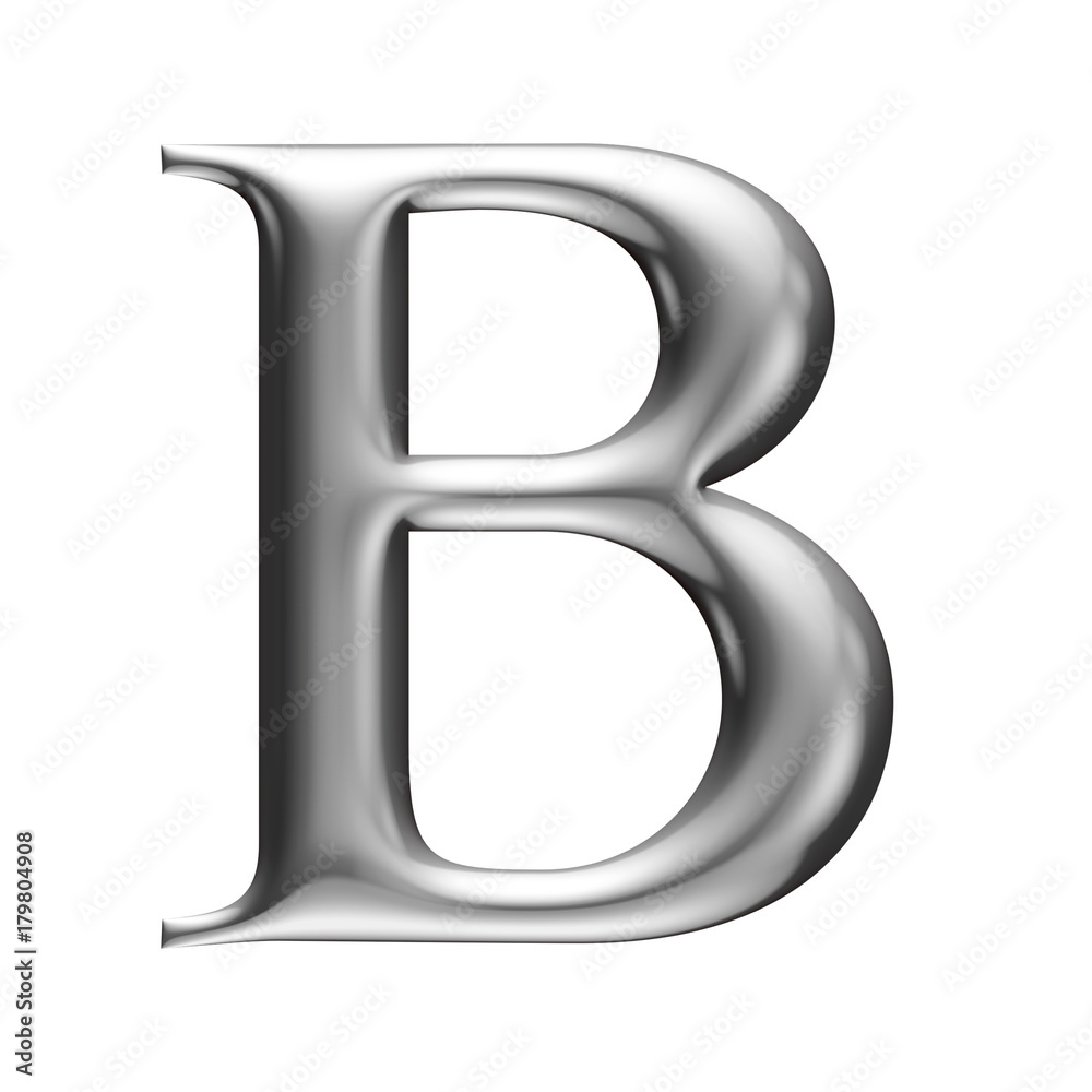 metallic alphabet, 3d illustration, letter B metallic alphabet, 3d illustration, letter B