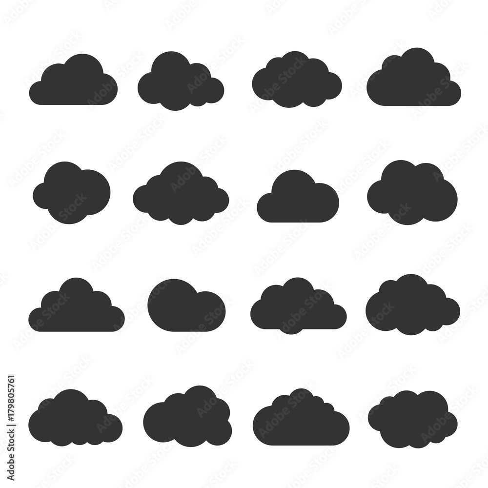 Cloud black icon set Cloud black icon set