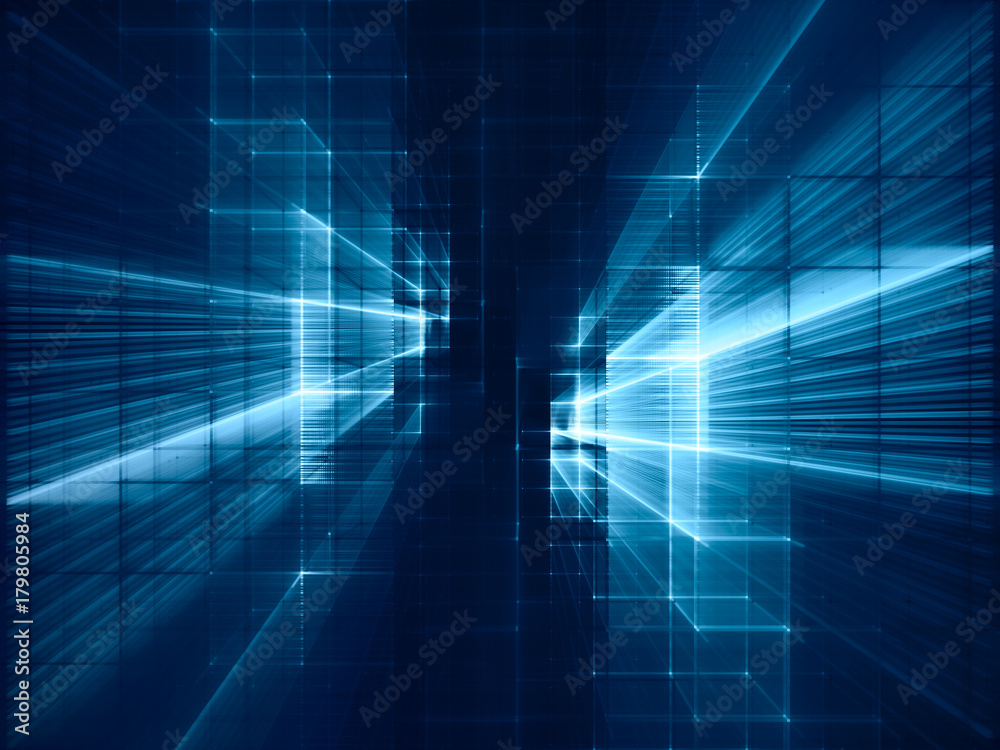 Abstract blue toned background element on black. Symmetry composition ...