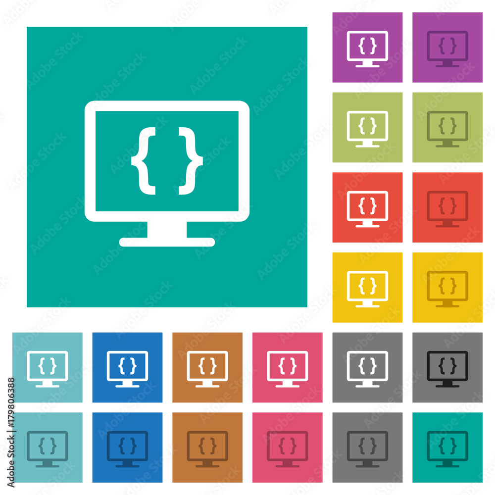 Developing application square flat multi colored icons Developing application square flat multi colored icons