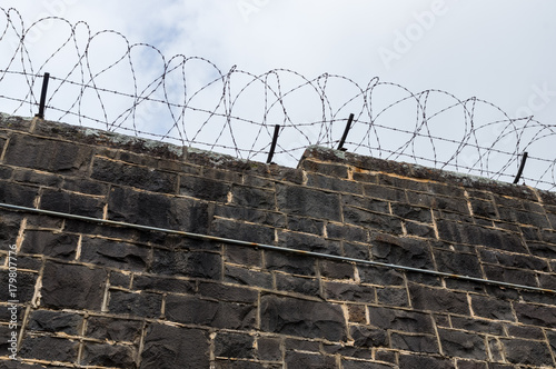 Bluestone prison walls at J Ward in Ararat, Australia