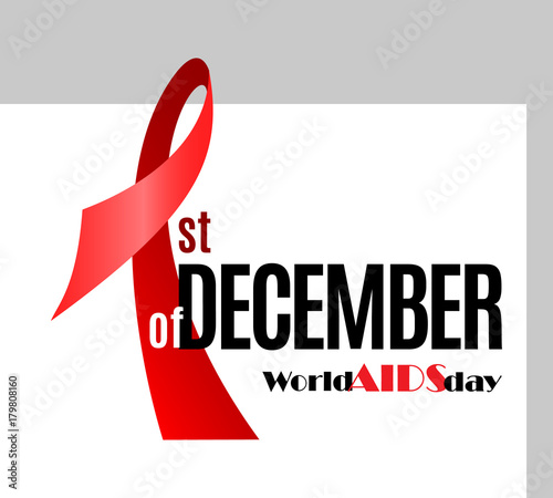 World Aids Day awareness placard. 1st of December by Red Ribbon design concept. Vector Illustration