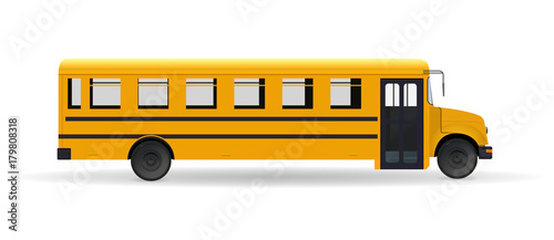 yellow school bus isolated on white background.