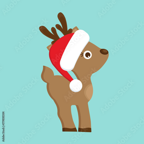 Christmas Reindeer in red hat