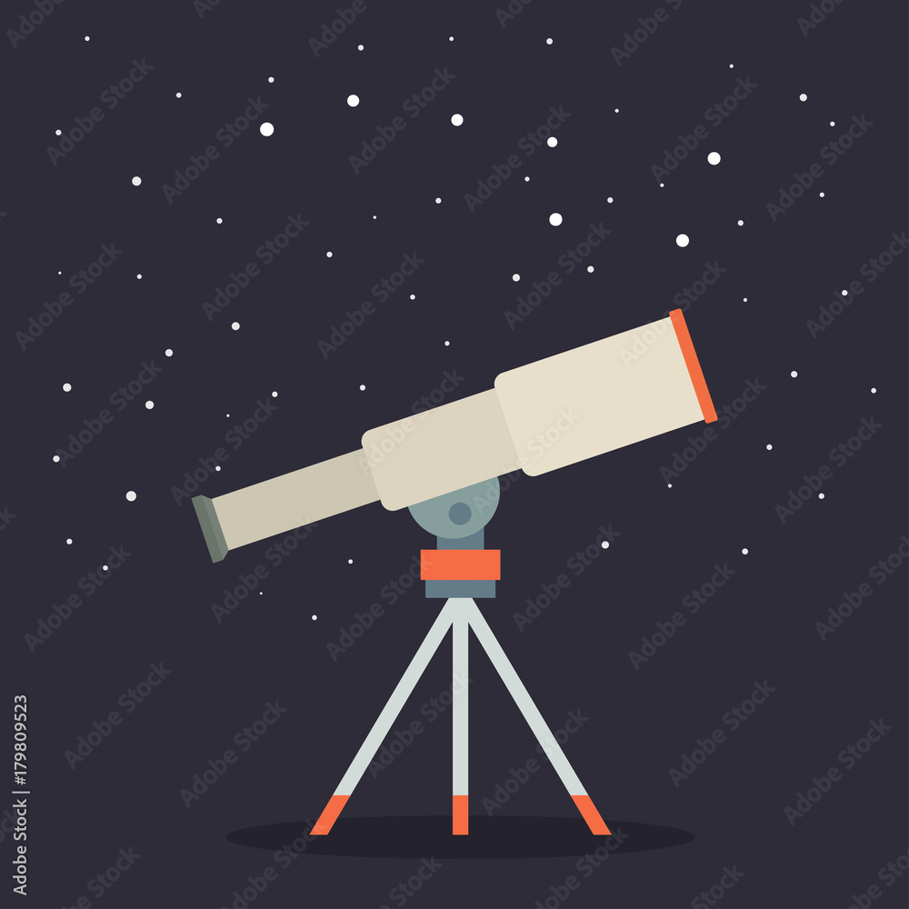 Naklejka premium Teleskop, wyposażenie astronomów do obserwacji