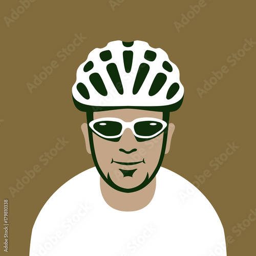 cyclist  in  glasses  face vector flat style