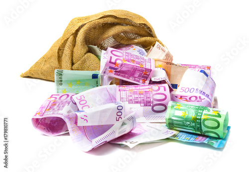 Geld aus dem Sack, Euroscheine photo