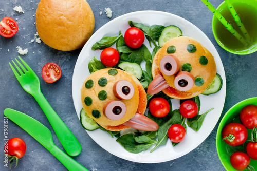 Funny sandwiches for children, animal shaped sandwich like a frog