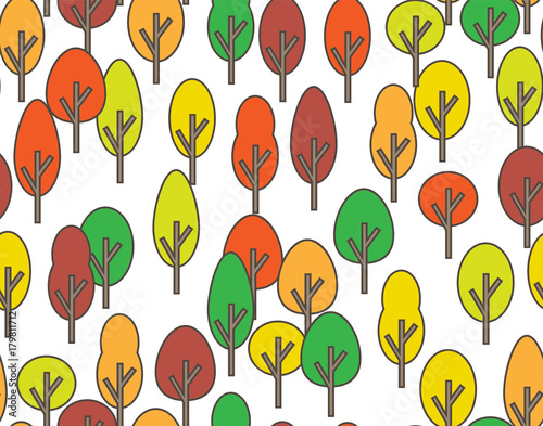 autumn abstract background trees. Seamless pattern.