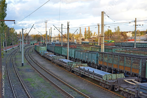 Railway truck parked at the station waiting for unloading