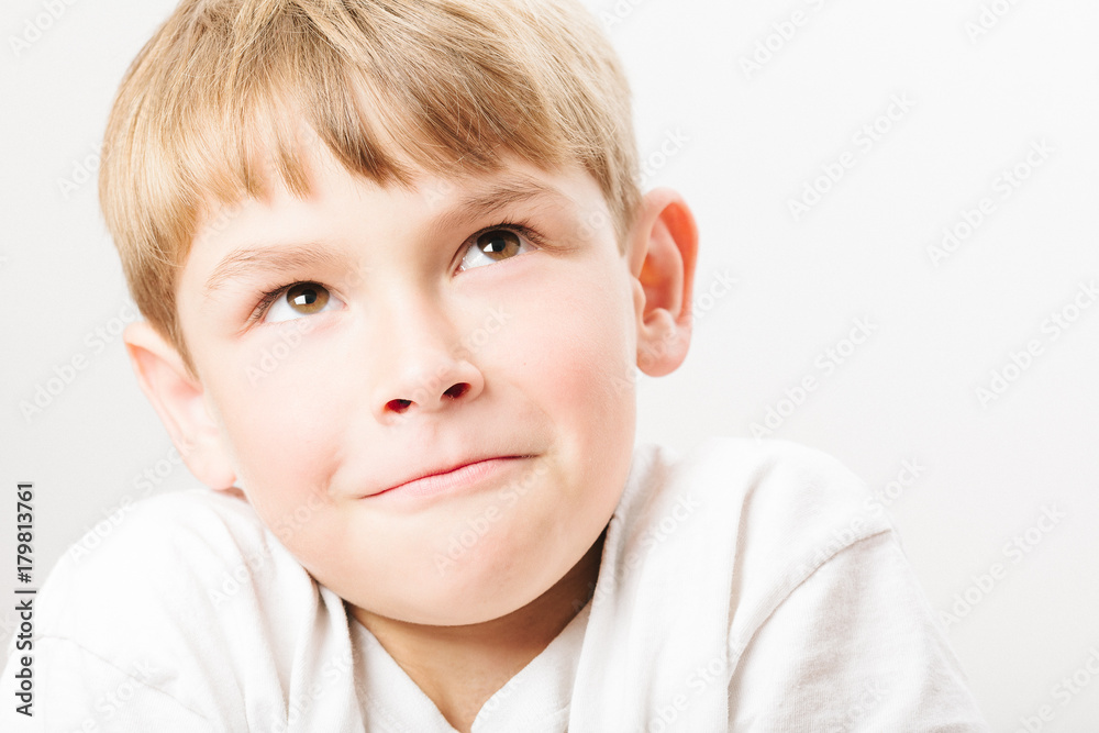 Caucasian European school boy closeup portrait Caucasian European school boy closeup portrait