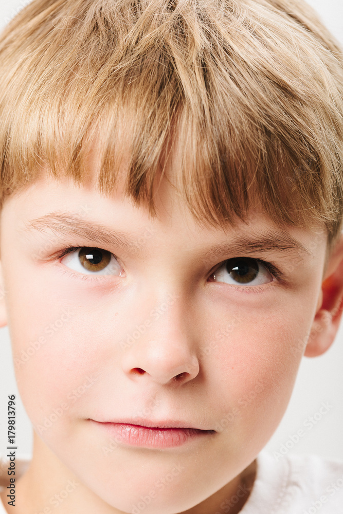 Caucasian European school boy closeup portrait Caucasian European school boy closeup portrait