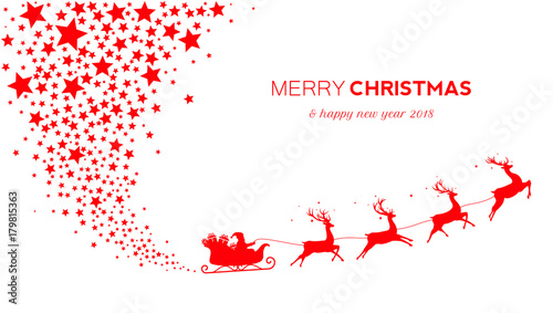 Flying Santa sleigh background, Christmas card