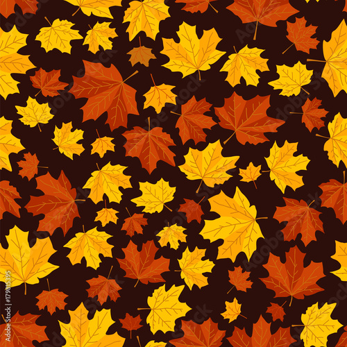 Seamless pattern with autumn maple leaves.