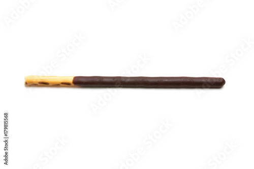 Chocolate Filled Biscuit Sticks on White Background