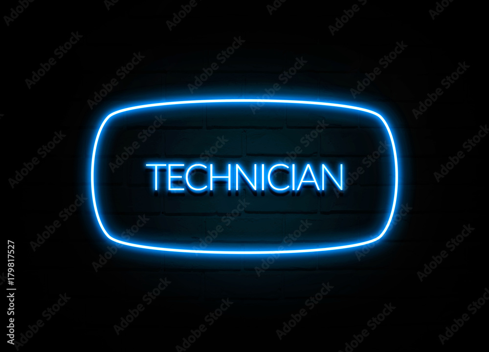 Technician  - colorful Neon Sign on brickwall