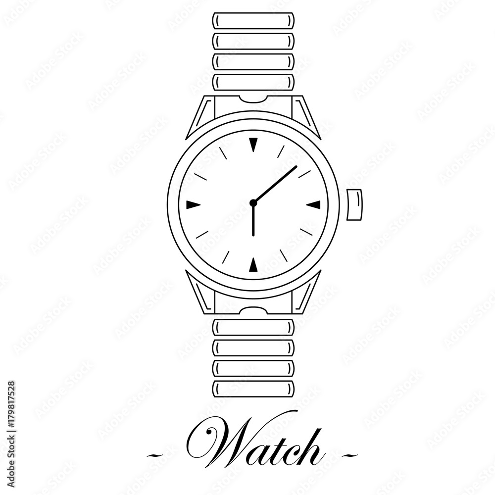 Vector illustration with the watch. Black-and-white. Vector illustration with the watch. Black-and-white.