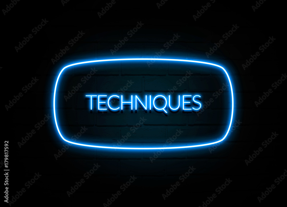 Techniques - colorful Neon Sign on brickwall Techniques - colorful Neon Sign on brickwall
