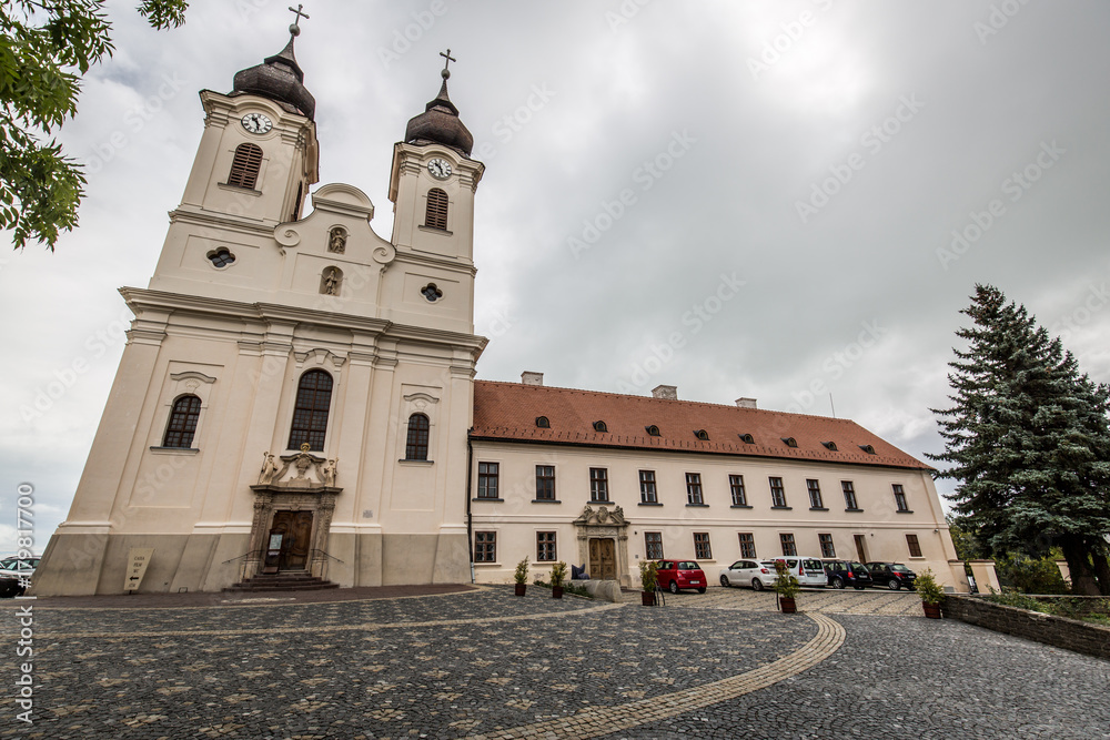 photo shows the historical Benedictine monastery of Tihany in Hungary's Balaton region.