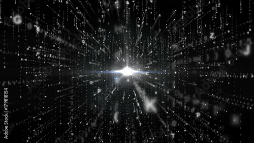 Abstract Matrix Background with White Color Symbols, Technology Background Concept