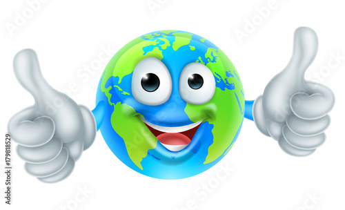 Cartoon Character World Earth Day Thumbs Up Mascot