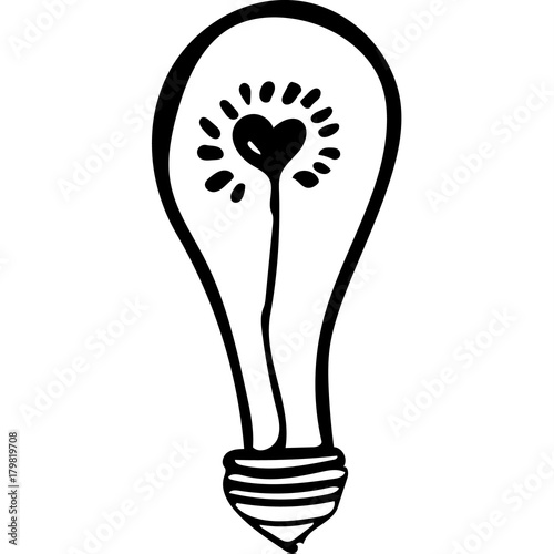 love lights up in a light bulb