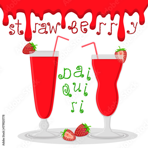 Vector illustration logo for alcohol cocktails strawberry daiquiri