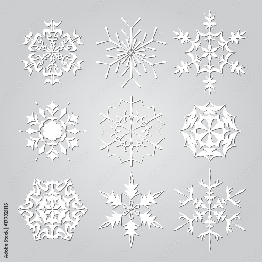 Snowflakes set. Background for winter and christmas theme