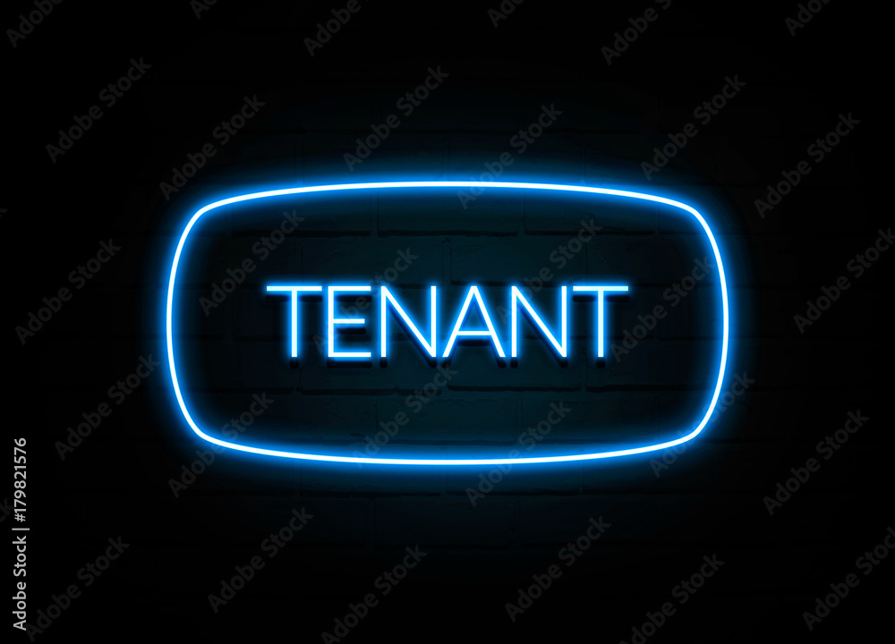 Tenant - colorful Neon Sign on brickwall Tenant - colorful Neon Sign on brickwall
