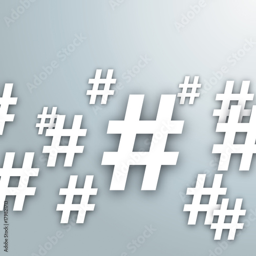 White Hashtag Symbols